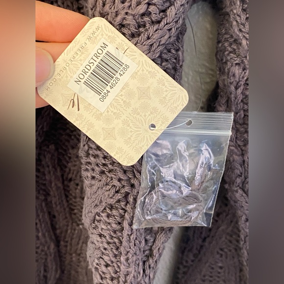 Free People Isla Cable knit crew Tunic sweater chunky oversize slouchy gray M - Picture 10 of 10